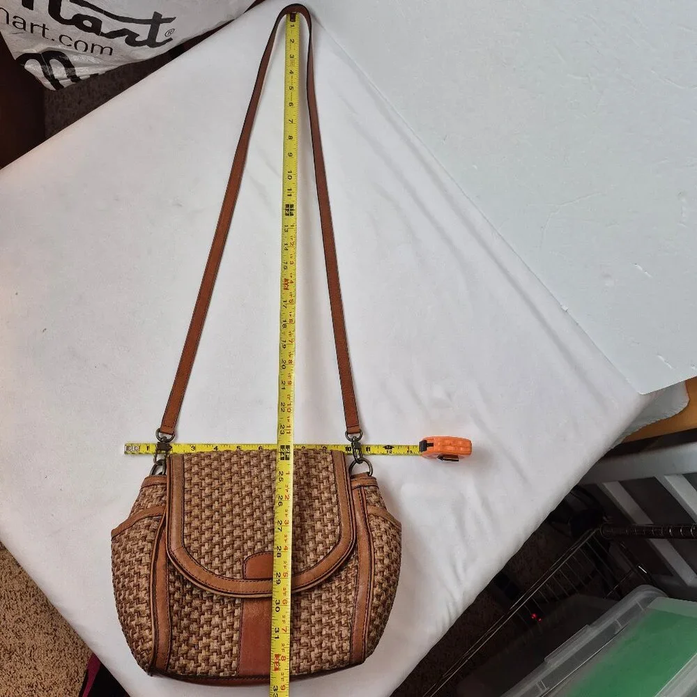 Brooks Brothers Natural Straw Weave with Leather Trim Crossbody - Picture 16 of 16